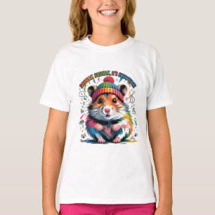 T-shirt Illustration colorée d'un hamster en hiver avec te