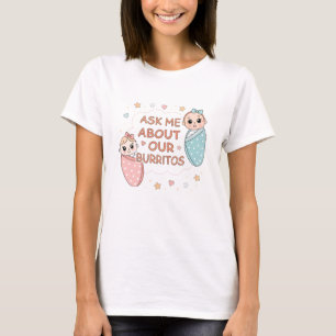 T-shirt Illustration d'annonce de bébé jumeaux burrito mig