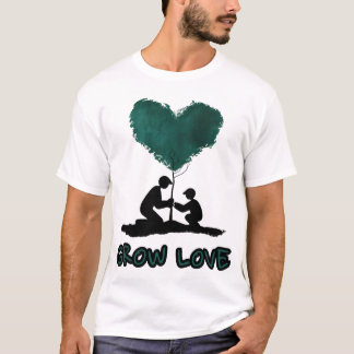 T-shirt Illustration d'arbre d'amour en croissance, forme 