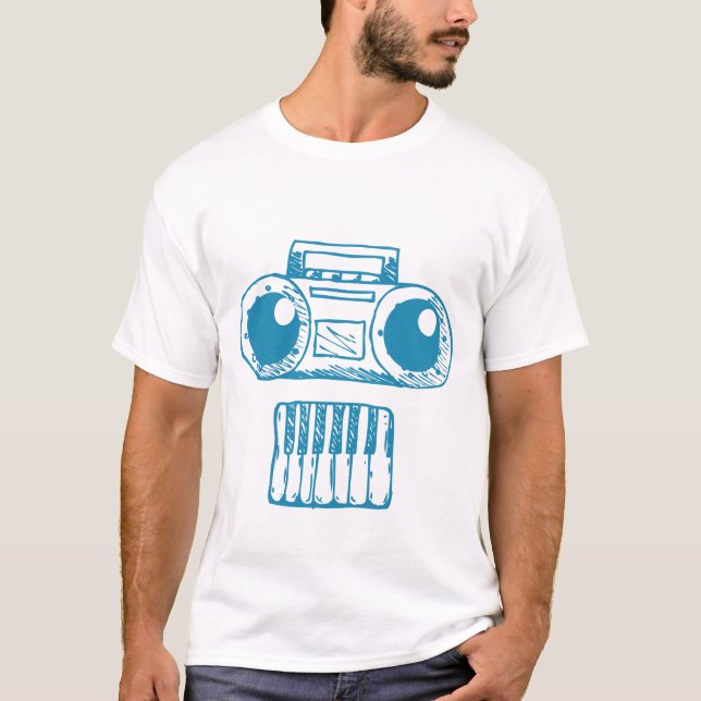 T-shirt Illustration d'Art blanc crâne des instruments de  (Devant)