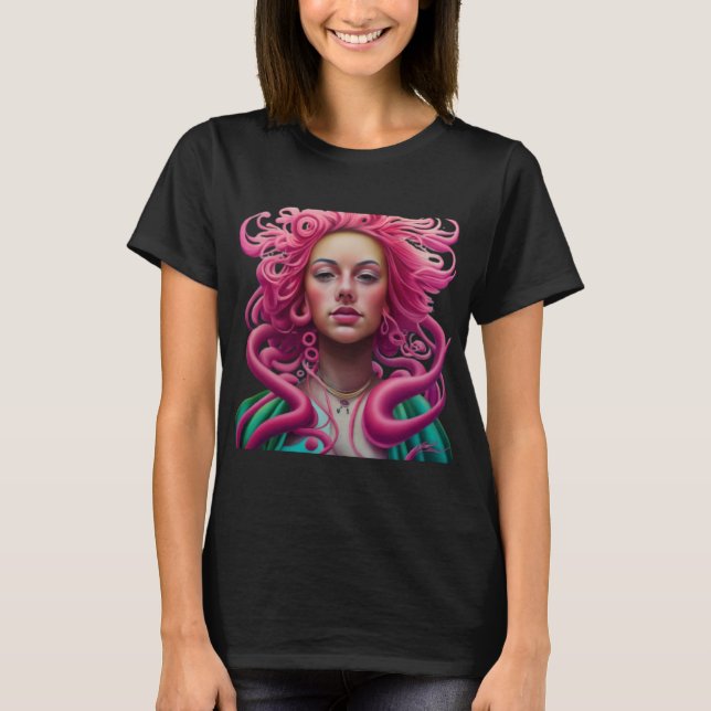T-shirt Illustration d'art Manga Portrait PopArt Psychedel (Devant)