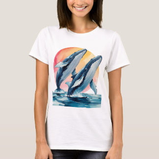 T-shirt Illustration de baleine - deux géants océaniques d