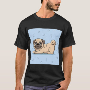 T-shirt Illustration de bande dessinée de pug détendu mign