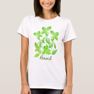 T-shirt Illustration de basilic d'aquarelle