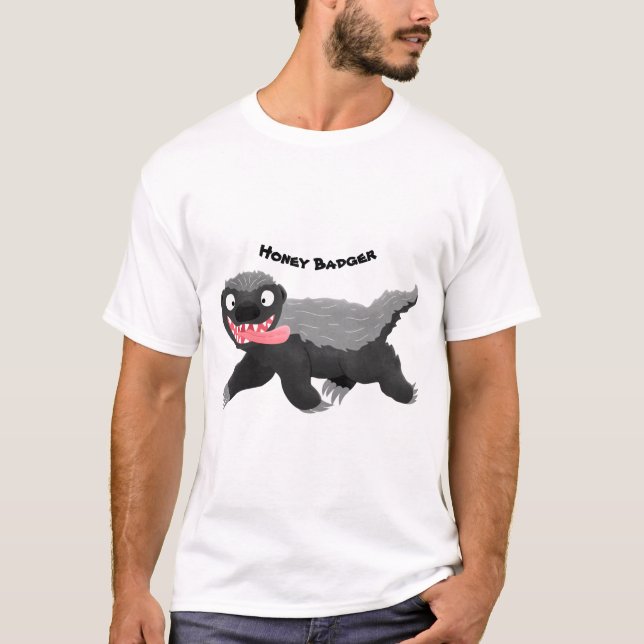 T-shirt Illustration de blaireau au miel affamé (Devant)