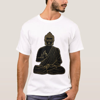 T-shirt Illustration de Bouddha Gautama noir et jaune, Or