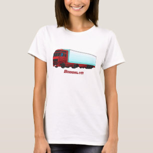 T-shirt Illustration de camion remorque rouge