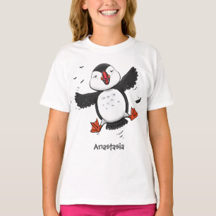 T-shirt Illustration de cartoon bleue de macareux volant m