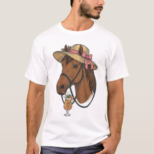 T-shirt Illustration de chapeau d'été cocktail cheval vint