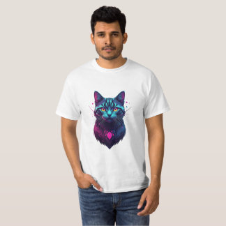 T-shirt Illustration de chat cosmique néon