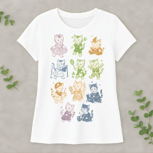 T-shirt Illustration de chat kawaii vintage de mignon kitt