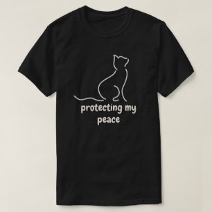 T-shirt Illustration de chat Minimal Protégeant Ma Paix