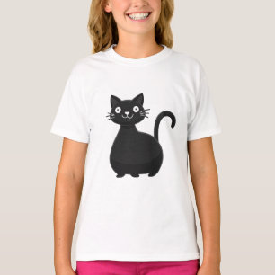 T-shirt Illustration de chat noir drôle aux grands yeux et