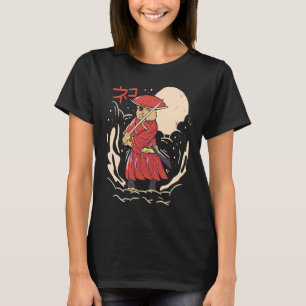 T-shirt Illustration de chat Samurai Graphisme japonais mi
