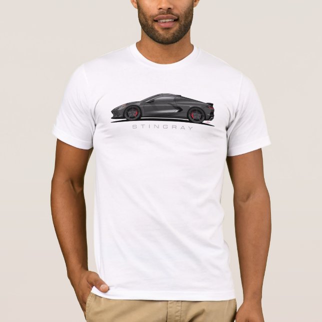 T-shirt Illustration de Chevy Corvette C8 noire (Devant)