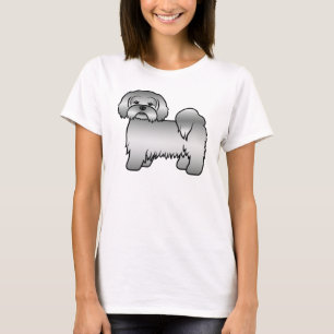 T-shirt Illustration de chien de dessin animé mignon Lhass