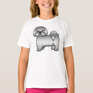 T-shirt Illustration de chien de dessin animé mignon Lhass