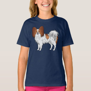 T-shirt Illustration de chien de dessin animé papillon rou