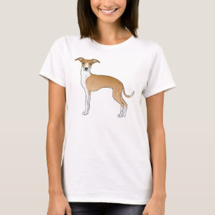 T-shirt Illustration De Chien Gris Italien Faun Et Blanc