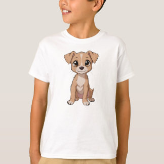 T-shirt Illustration de chien mignon Anime avec de grands 