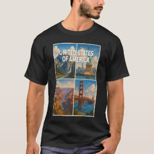 T-shirt Illustration de collage des États-Unis Art de voya