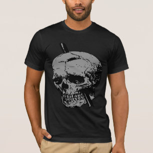 T-shirt Illustration de crâne avec vecteur de fer à tampon