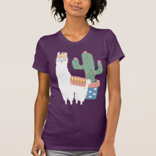 T-shirt Illustration de Cute Kawaii Llama et Cactus