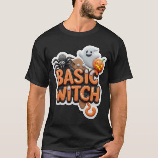 T-shirt Illustration de design Halloween sorcière basique