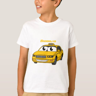 T-shirt Illustration de dessin animé amusant de taxi jaune