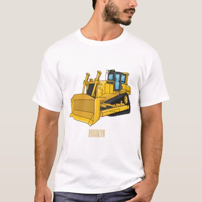 T-shirt Illustration de dessin animé Bulldozer (Devant)