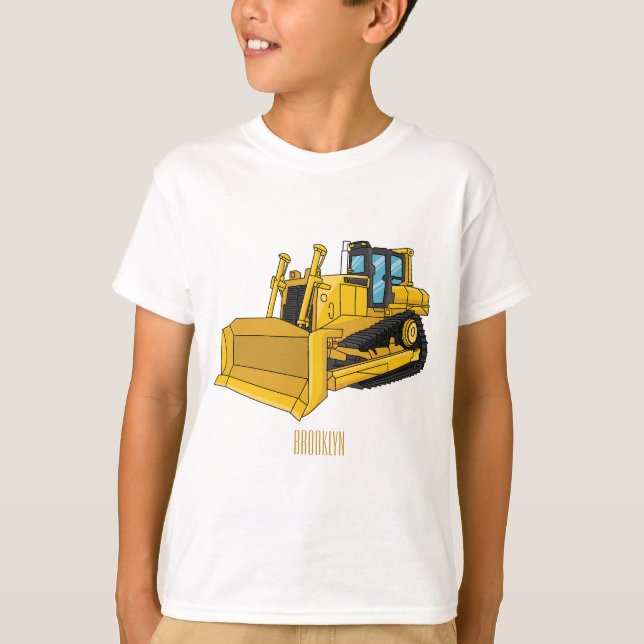 T-shirt Illustration de dessin animé Bulldozer (Devant)
