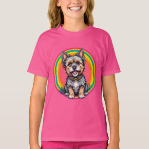 T-shirt Illustration de dessin animé coloré de chien joyeu