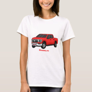 T-shirt Illustration de dessin animé de camionnette rouge 