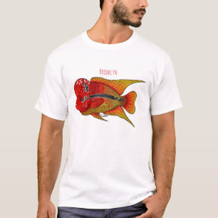 T-shirt Illustration de dessin animé de poisson cichlidé F