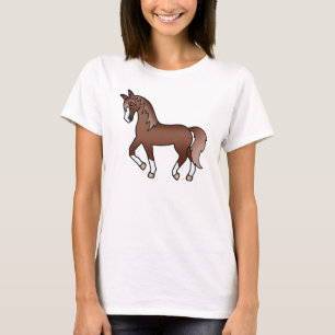 T-shirt Illustration de dessin animé mignon de cheval trot