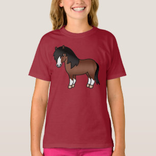 T-shirt Illustration de dessin animé mignon de poney Shetl