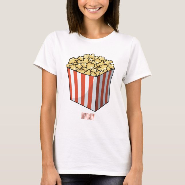 T-shirt Illustration de dessin animé Popcorn (Devant)