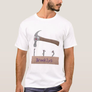 T-shirt Illustration de dessin mignon, marteau et ongles