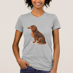 T-shirt Illustration de dos de teckel vintage à longs poil