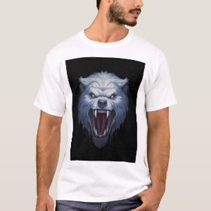 T-shirt Illustration de fantasy sombre de tête de loup bla