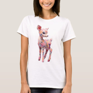 T-shirt Illustration de faon floral femme