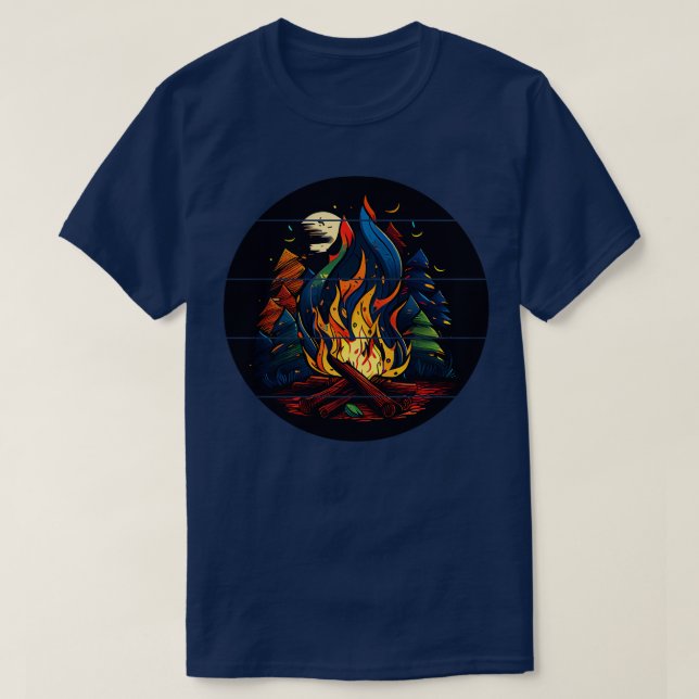 T-shirt Illustration de feu de camp (Design devant)