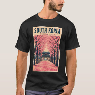 T-shirt Illustration de fleurs de cerisier en Corée du Sud