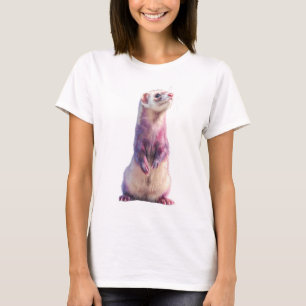 T-shirt Illustration de furet debout violet vibrant pour f