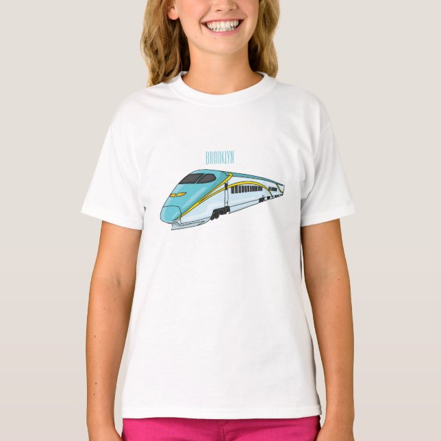 T-shirt Illustration de la bande dessinée d'un train à bal (Devant)