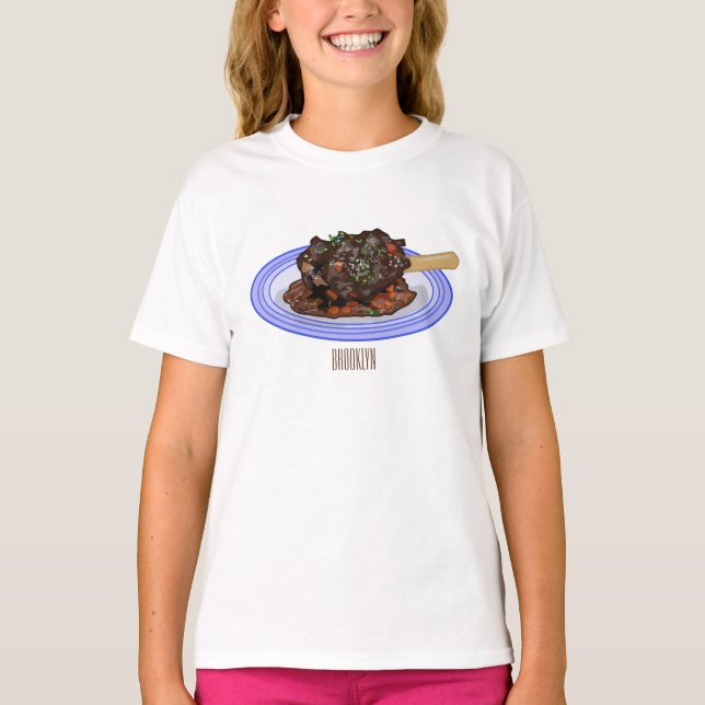 T-shirt Illustration de la caricature de l'agneau braisé (Devant)