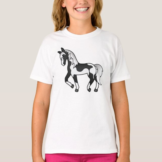 T-shirt Illustration de la caricature du cheval de Trot no (Devant)