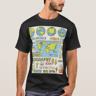 T-shirt Illustration de la géographie Vintage dessinée à l