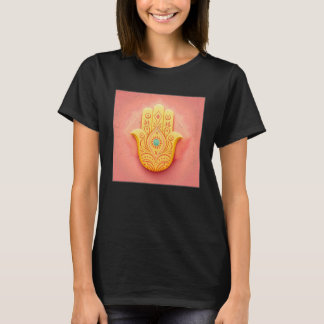 T-shirt Illustration de la main du hamsa jaune Pastel Coul