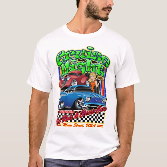 T-shirt Illustration de la nuit de croisière avec les voit (Devant)